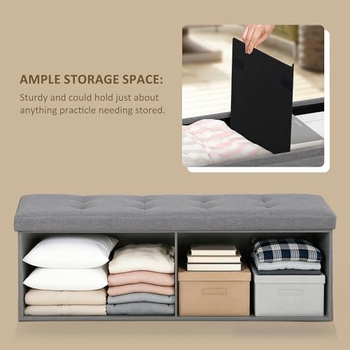 SUPER DEAL 43 Inches Folding Storage Ottoman Bench, Foot Rest - Image 4