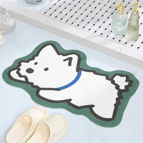 Cute Dog Bath Mat, Microfiber Ultra Thin Bathroom Rugs Fit Under Door Quick Dry - Image 3