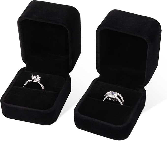 iSuperb 2 Pieces Velvet Ring Box Classic Jewelry Gift Boxes - Image 4