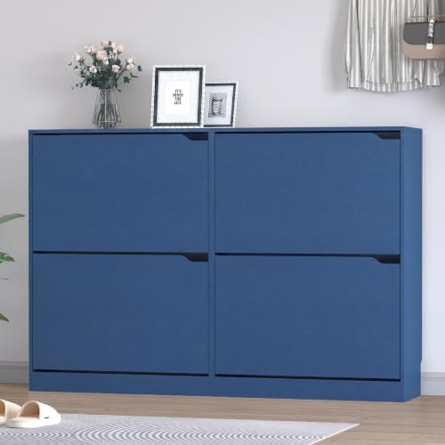 BORNOON Shoe Cabinet with 4 Flip Drawers, Narrow Hidden Shoe Storage Cabinet - Image 3