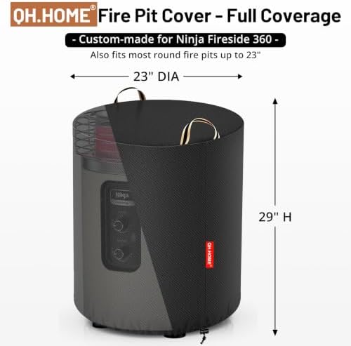 QH.HOME Fire Pit Cover for Ninja Fireside 360 Fire Pit 600D 100% Waterproof - Image 2