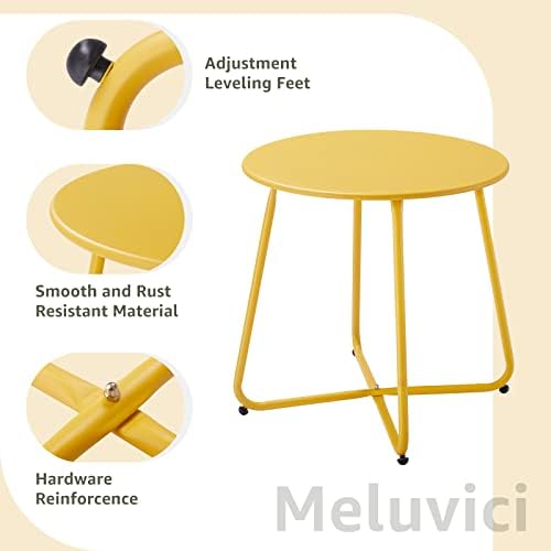 Meluvici Patio Small Outdoor Side Table Waterproof Round Metal Steel Side Table - Image 4