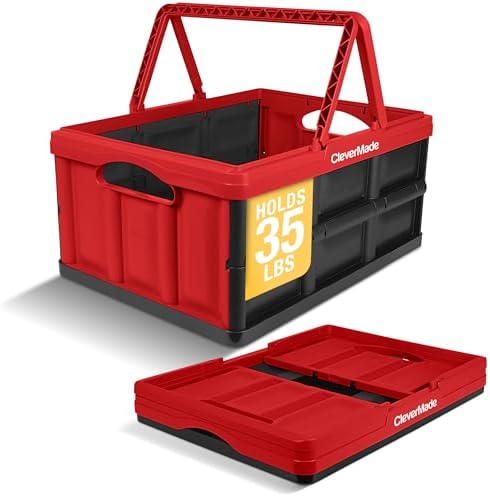 CleverMade Collapsible Shopping Basket, 32L Storage Crate, 1 Pack by CleverMade