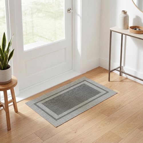 Artoid Mode Grey Absorbent Rectangle Non-Skid Doormat, Home Mats Non Slip - Image 5