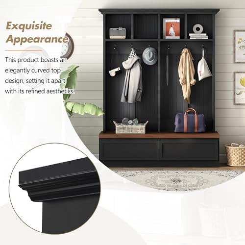 LUMISOL 4-in-1 Hall Tree with Bench and Shoe Storage - Image 3
