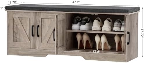 HOMSHO Farmhouse Shoe Storage Bench - Image 3