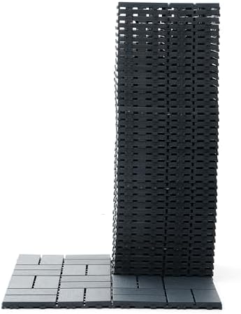 Plastic and Rubber Composite Interlocking Deck Tiles, 44 Pack, Dark Grey by Fegherug