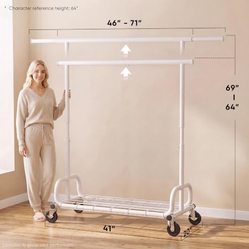 HOKEEPER Clothes Rack Load 450LB Clothing Rack Height Adjustable White - Image 7