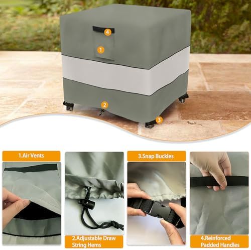 Patio Wicker Side Table Cover, 22W x 22D x 18H inch, Waterproof Square Patio - Image 3