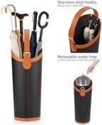 Faux Leather Large Umbrella Holder Entryway，Modern Black Umbrella Rack Stand - Image 5