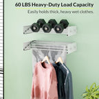 Foldable Wall Mounted Drying Rack, Stainless Steel Expandable Clothes Drying - Image 3