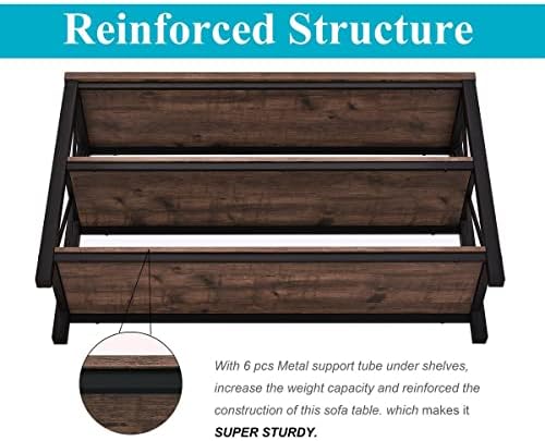 BON AUGURE 47” Narrow Console Table, 3 Tier Sofa Table Behind Couch - Image 5