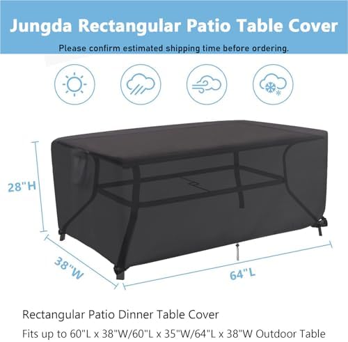 Patio Furniture Set Cover for 64 Inch Rectangle Outdoor Dining Table - Image 2
