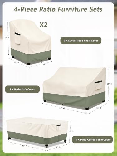 Rileytee Patio Furniture Set Covers Waterproof 4Pcs - Image 2