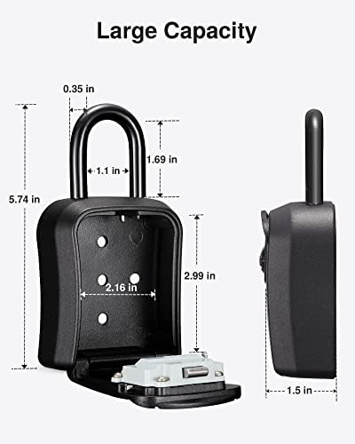 Puroma Key Lock Box Outdoor 4 Digit Code Combination Lockbox House, 1 Black - Image 6