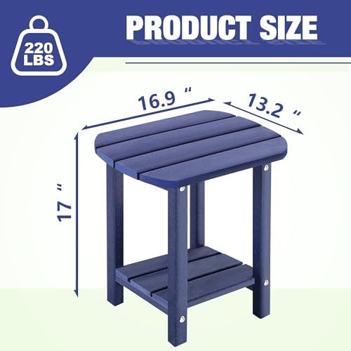 LZRS 2-Tier Patio Side Table, Heavy Duty HDPE Outdoor End Table - Image 3