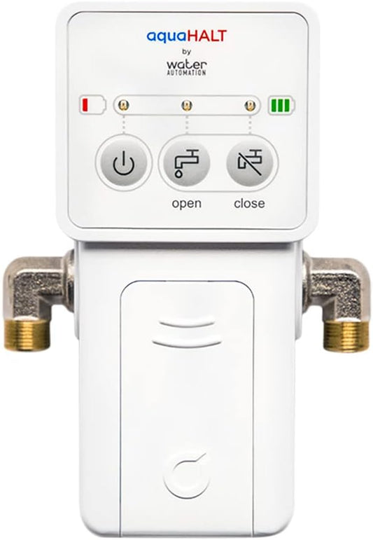 Smart Home Water Toilet Leak Detector Alarm and Automatic Shut Off Valve by aquaHALT