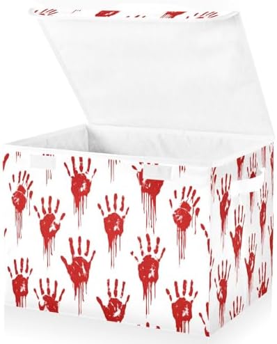 Bolaz Storage Bins with Lids and Handles, Bloody Scary Hands Storage Box by Unknown