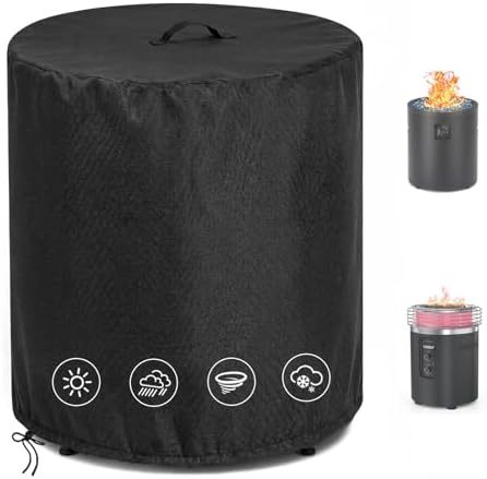 Waterproof Fire Pit Cover Propane Fire bowl Column 24" D x 27" H by Rilime