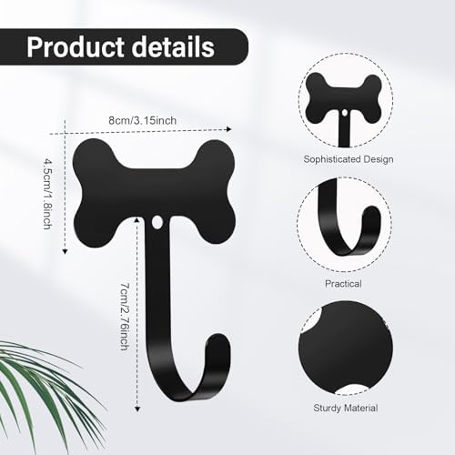 Hotop 8 Pcs Dog Bone Leash Hooks Wall Mounted Stainless Steel - Image 2