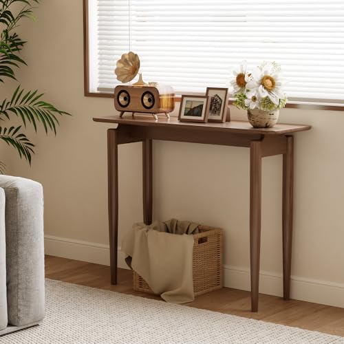 AQIMUELE Wood Console Table Walnut Entryway Table, Thin Console Table, Sofa - Image 3