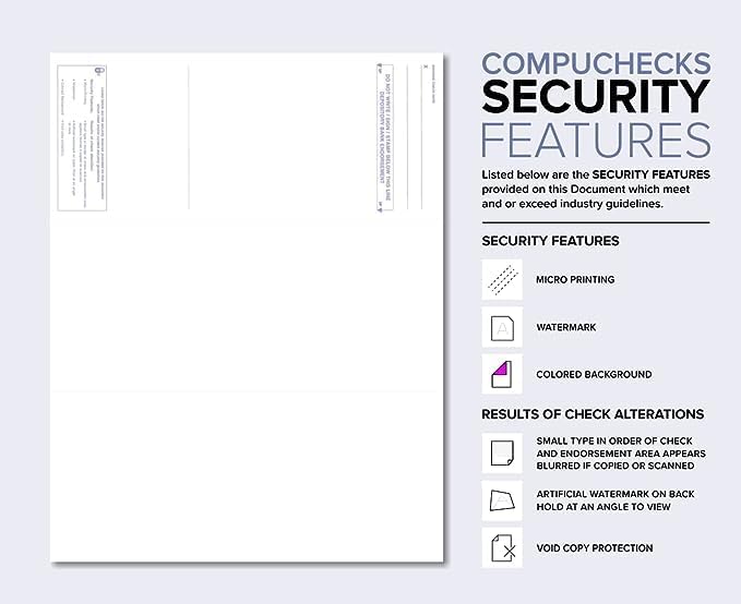 Compuchecks Check on Top Blank Check Paper - 2500 Pack, Quick-Books & Laser Printer Compatible - Security Business Checks with Voucher - 8.5" x 11" Steel Blue Pinstripe