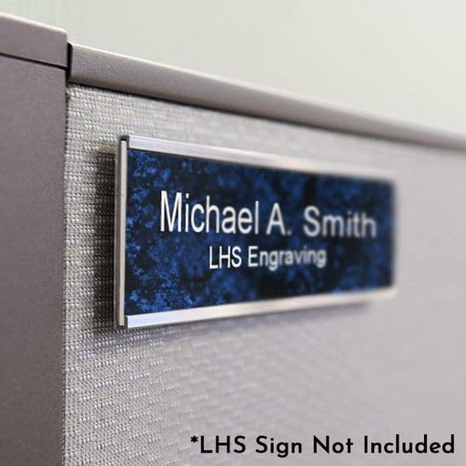 Executive Wall or Cubicle Nameplate Sign Holder Black Aluminum Fits 2x8 Plastic Office Door Name Plate or Cubicle Option| Made in USA