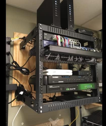 Kenuco Black 12U Wall Mount Open Frame Steel Network Equipment Rack 17.75 Inch - Image 4