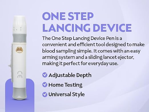 One Step Lancing Device Pen, 5 Depth Settings, Less Pain Design, Blood Sampling - Image 10