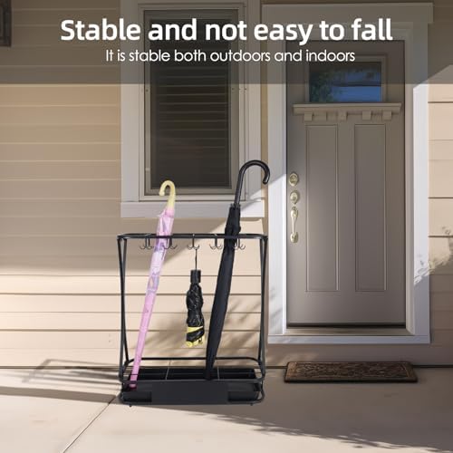 18 Slot Umbrella Stand with 10 Hooks – Heavy Duty Metal Indoor Umbrella Rack - Image 5