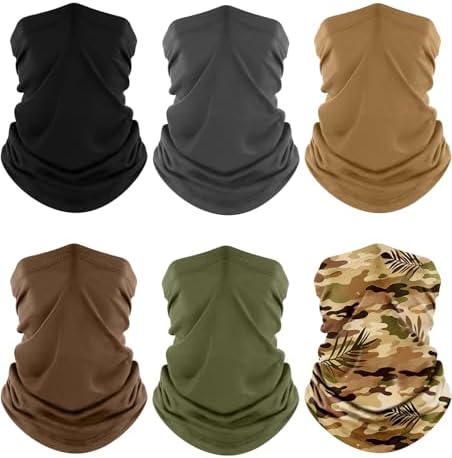 Fuinloth Neck Gaiter, 6 Pack Cooling UV Protection Bandana Face Mask Gator by fuinloth