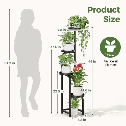 Bamworld Tall Plant Stand Indoor Outdoor Corner Metal Flower Pot Stands - Image 2