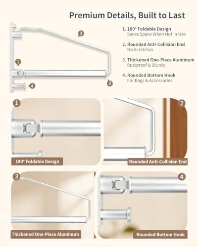 Rotatable Foldable Wall Mount Clothes Drying Rod - Image 4