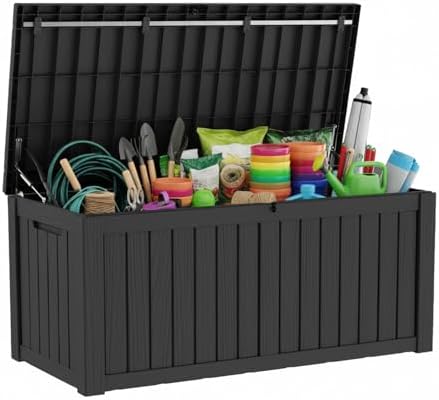 LAUSAINT HOME 120 Gallon Resin Deck Box, Package Delivery Box by LAUSAINTHOME
