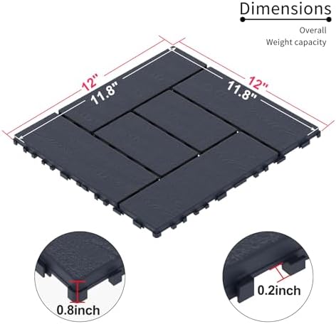 Interlocking Deck Tiles, Waterproof Deck Tiles Interlocking Outdoor All Weather - Image 2