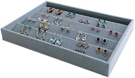 Premium Quality Grey Velvet Stackable Organizer Tray Earrings Jewelry Storage - Image 2