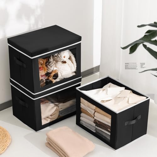 Homsorout Storage Bins with Lids, 3 Pack Large Storage Cubes with Window - Image 3