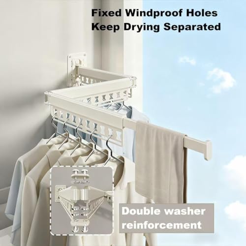 Clothes Drying Rack Wall-Mounted, 3-Fold Retractable Clothes Hanger - Image 4