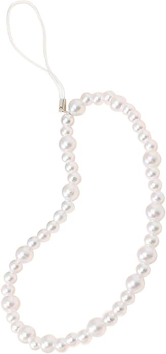 Beaded Phone Charm Lanyard Strap Girly Style Fixed Beads Pearl Lanyards by Staqlo