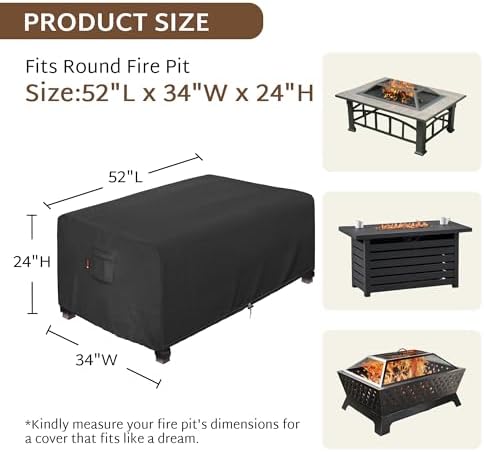 iBirdie Outdoor Fire Pit Cover 52 x 34 inch, - Image 2