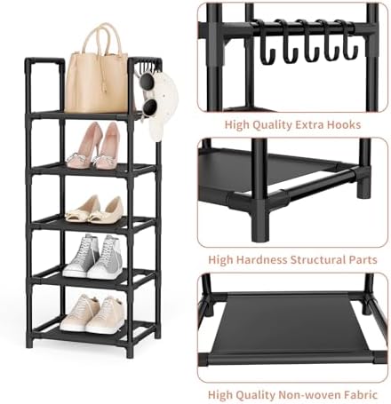 LANTEFUL Narrow Shoe Rack 5 Tier Shoe Shelf Storage - Image 4