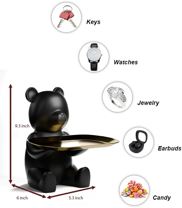 Key Bowl & Decorative Bowl for Entryway Table, Bear Key Holder & Catch All Tray - Image 3