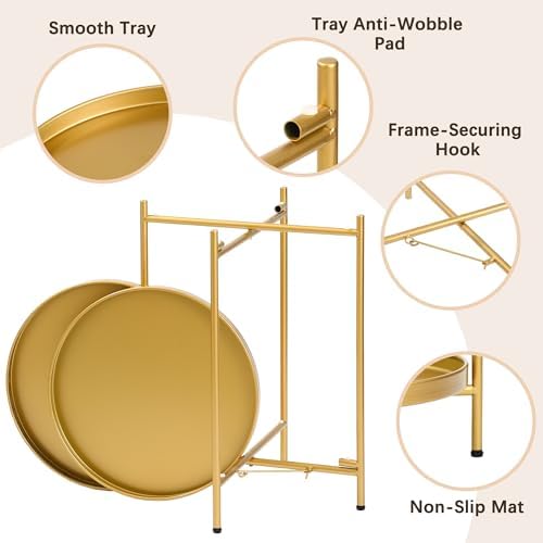 2-Tier Round End Side Table, Small Metal Side Table - Image 5