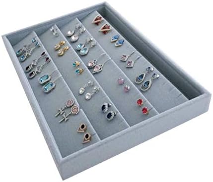 Premium Quality Grey Velvet Stackable Organizer Tray Earrings Jewelry Storage - Image 3