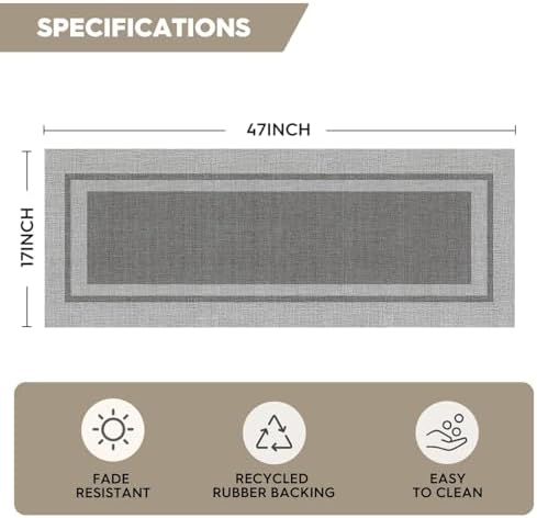 Artoid Mode Grey Absorbent Rectangle Non-Skid Doormat, Home Mats Non Slip - Image 3