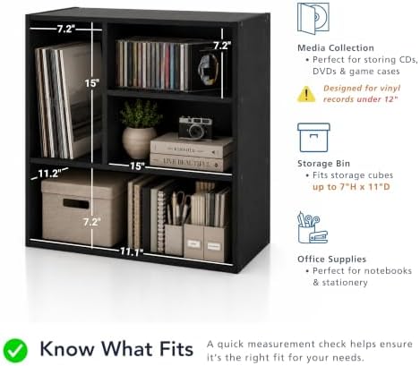 HOMES: INSIDE + OUT Apexa 4-Vertical Storage Organizer Shelves, Stackable Wood - Image 4