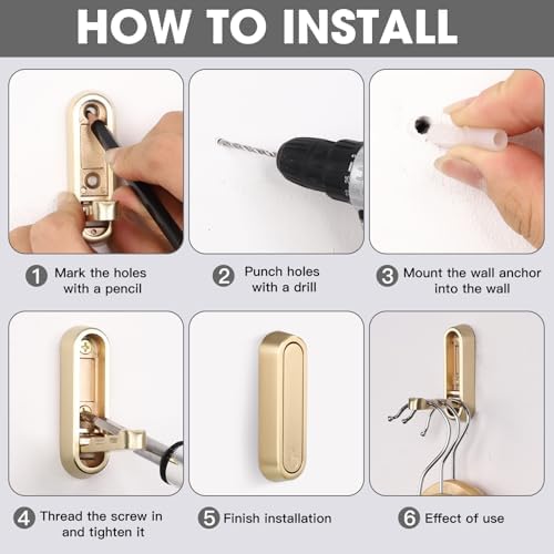 Foldable Wall Hook, 4 Pack, Screw Mounted, Heavy Duty Coat Hooks - Image 5