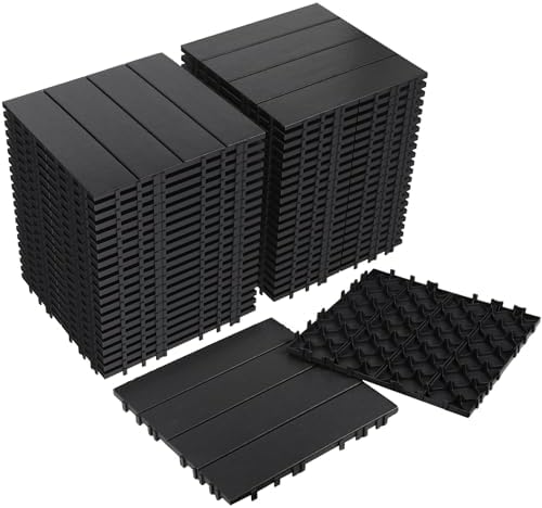 Neoaider 44PCS Plastic Interlocking Decking Tiles 12" x 12", Dark Grey by Neoaider