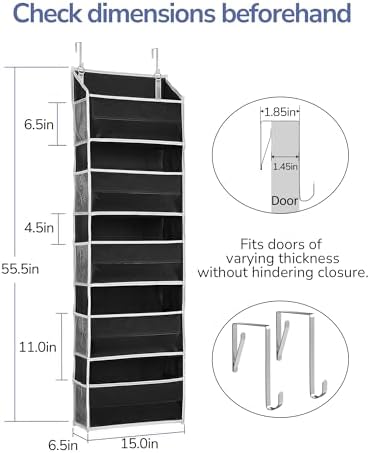 ULG 1 Pack Over The Door Organizer – 5 Shelf Door Organizer Hanging & 10 Side - Image 4
