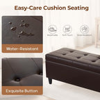 51" Storage Bench, Leather Tufted Storage Ottoman Bench - Image 4